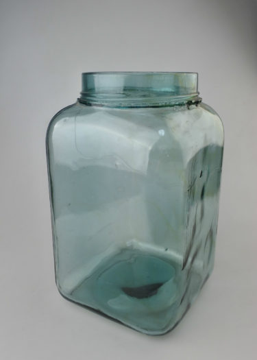 【ビンテージ】気泡のたくさん入ったガラス海苔瓶・駄菓子瓶（蓋なし）／昭和レトロ古道具
