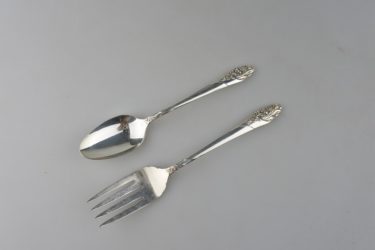 【ビンテージ】アメリカ Oneida（オナイダ）Community Plate シルバーメッキデザートフォークとスプーンのセット／カトラリー